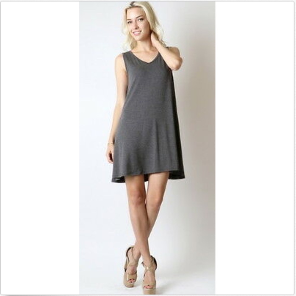 NEW Tank Tunic Top/Swing Mini Dress Charcoal